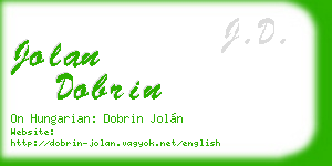 jolan dobrin business card